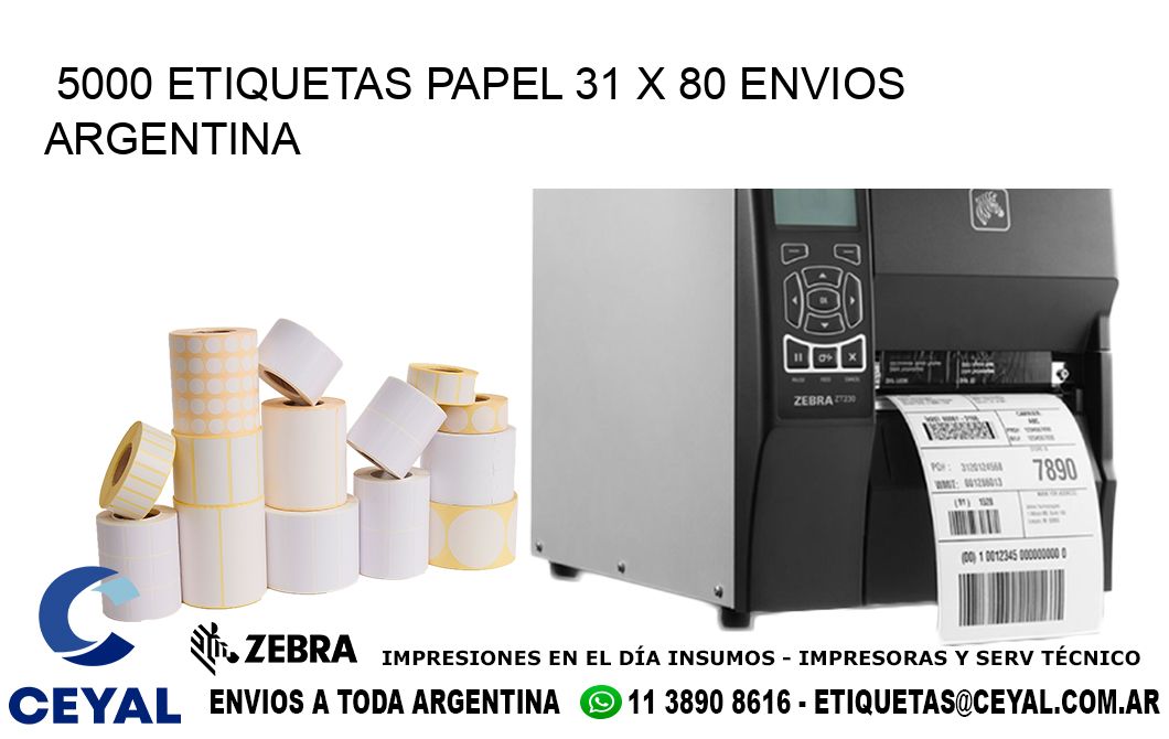 5000 ETIQUETAS PAPEL 31 x 80 ENVIOS ARGENTINA