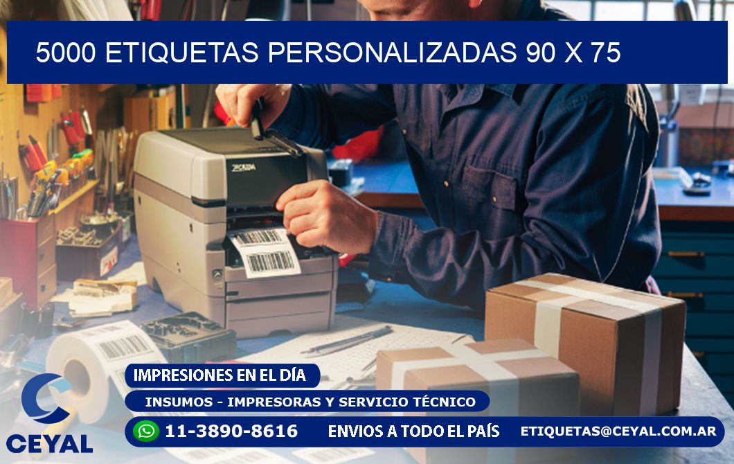 5000 ETIQUETAS PERSONALIZADAS 90 x 75