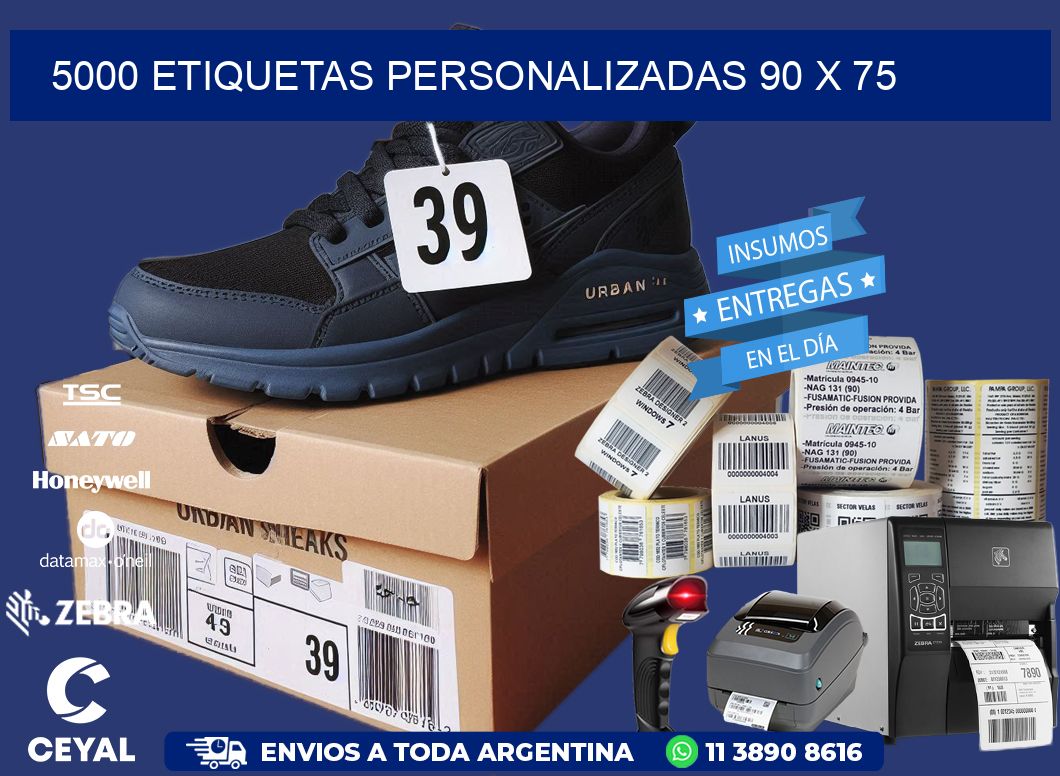 5000 ETIQUETAS PERSONALIZADAS 90 x 75