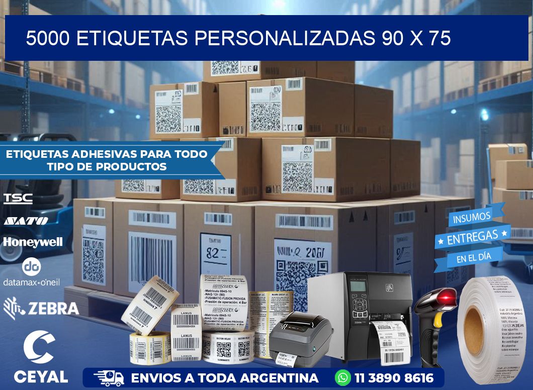 5000 ETIQUETAS PERSONALIZADAS 90 x 75