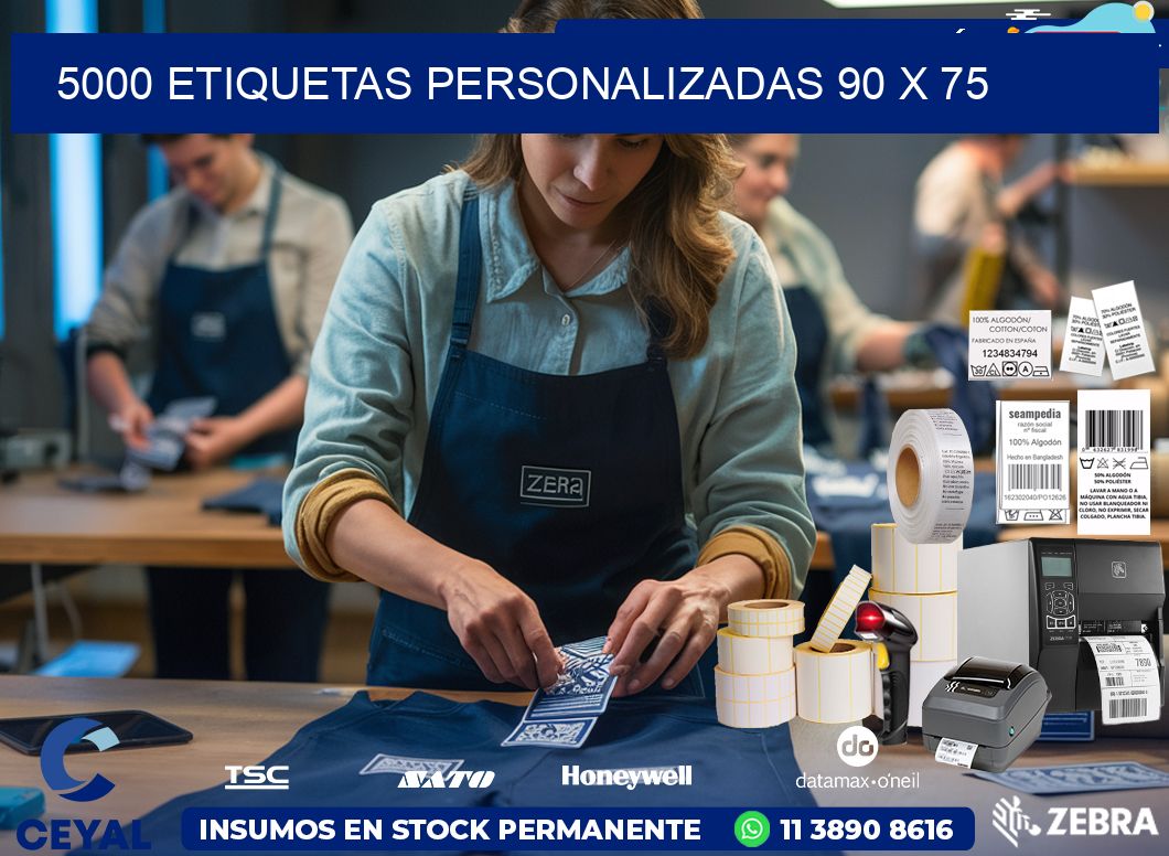 5000 ETIQUETAS PERSONALIZADAS 90 x 75