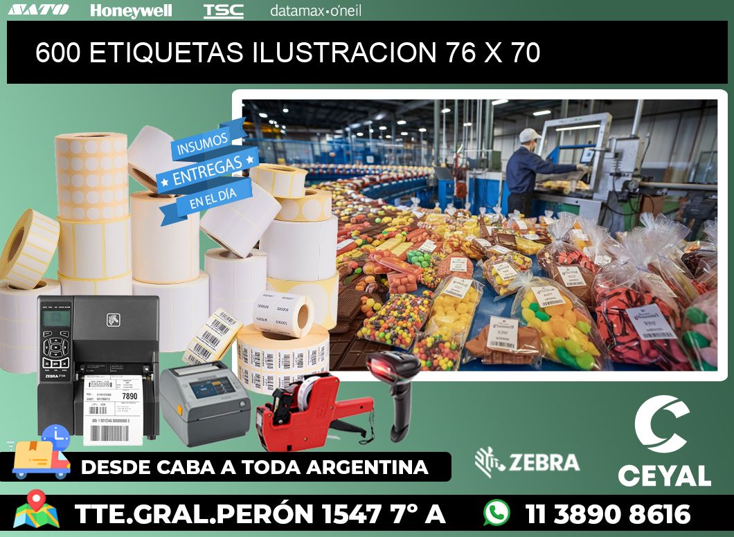 600 ETIQUETAS ILUSTRACION 76 x 70