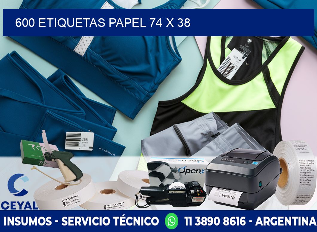 600 ETIQUETAS PAPEL 74 x 38