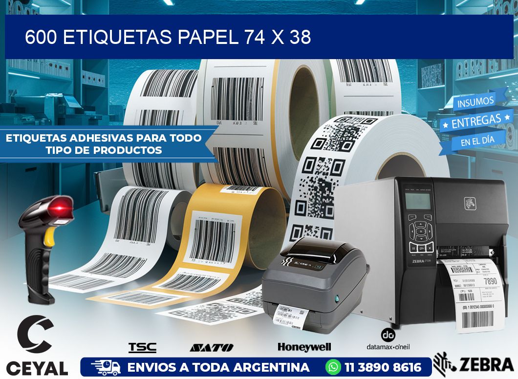 600 ETIQUETAS PAPEL 74 x 38
