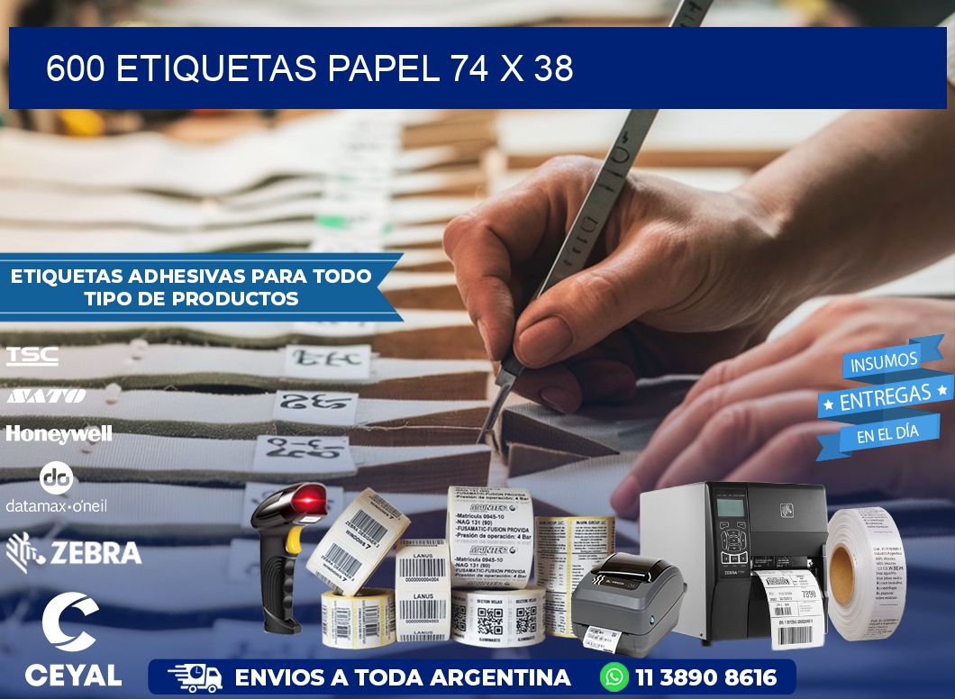 600 ETIQUETAS PAPEL 74 x 38