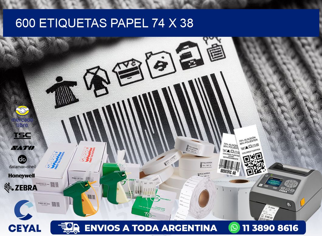 600 ETIQUETAS PAPEL 74 x 38
