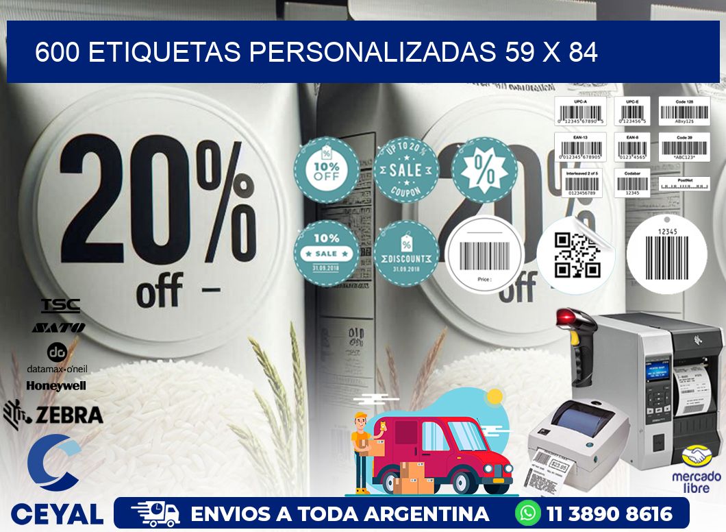 600 ETIQUETAS PERSONALIZADAS 59 x 84