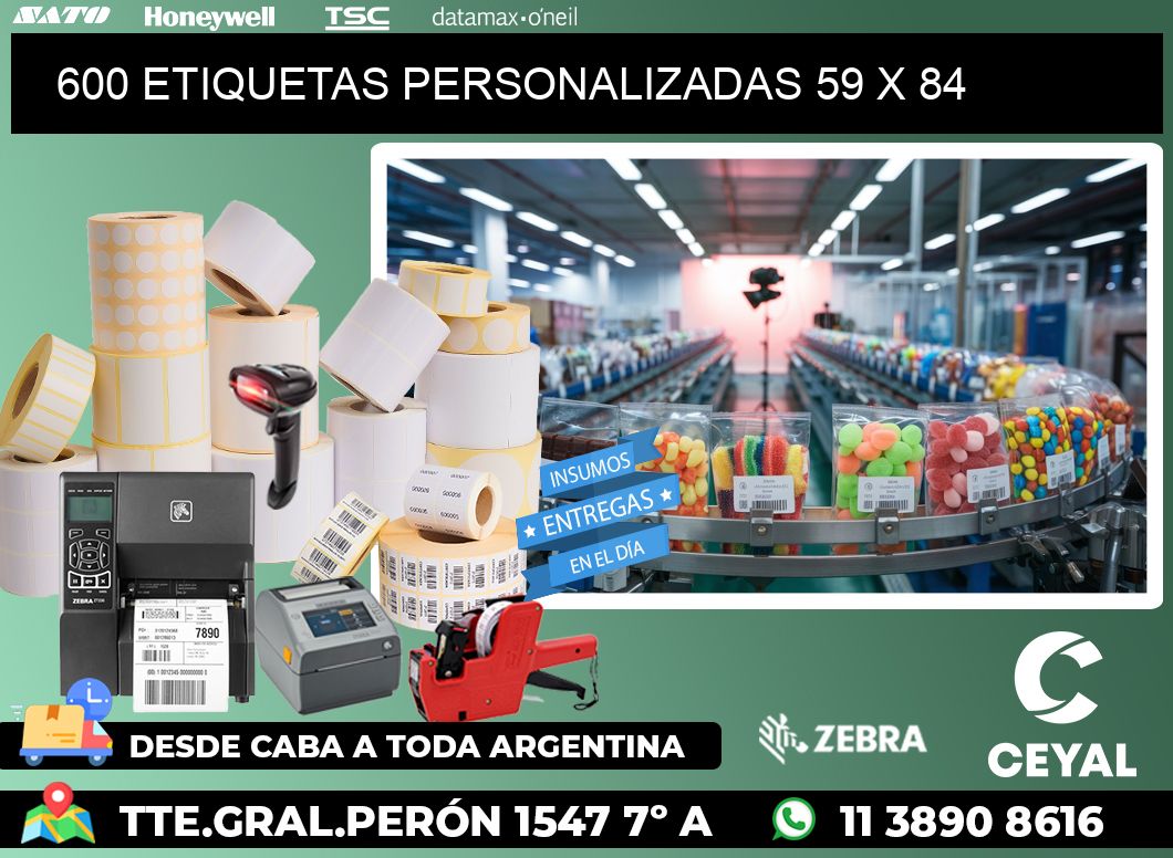 600 ETIQUETAS PERSONALIZADAS 59 x 84