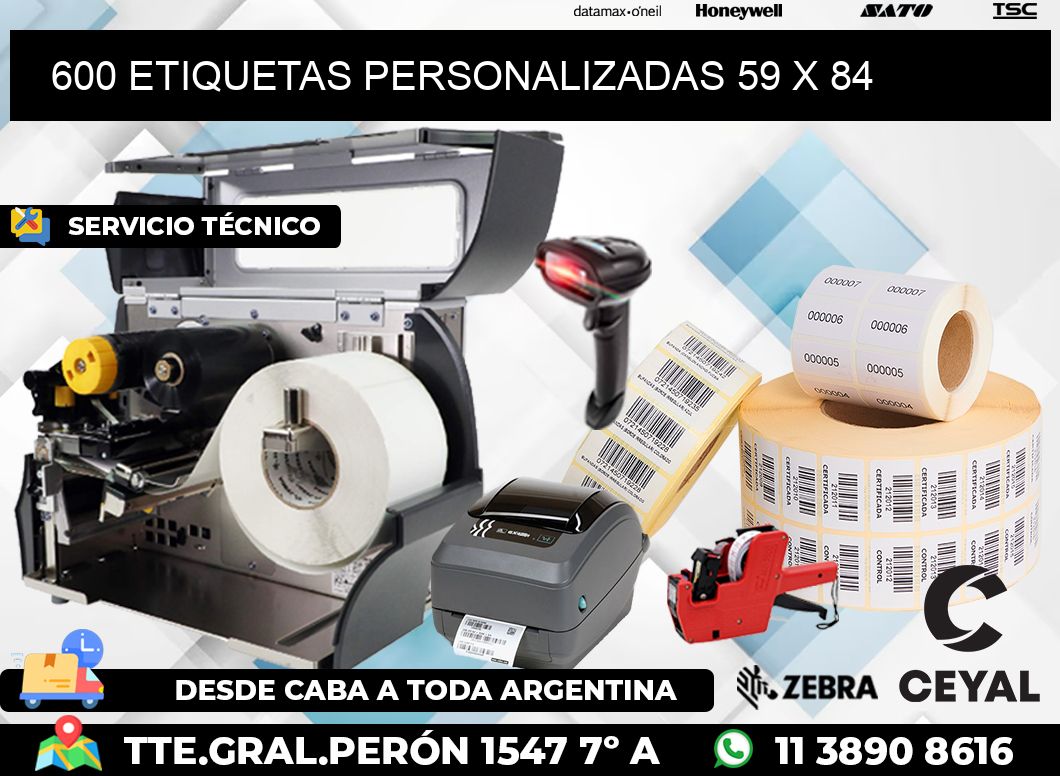 600 ETIQUETAS PERSONALIZADAS 59 x 84