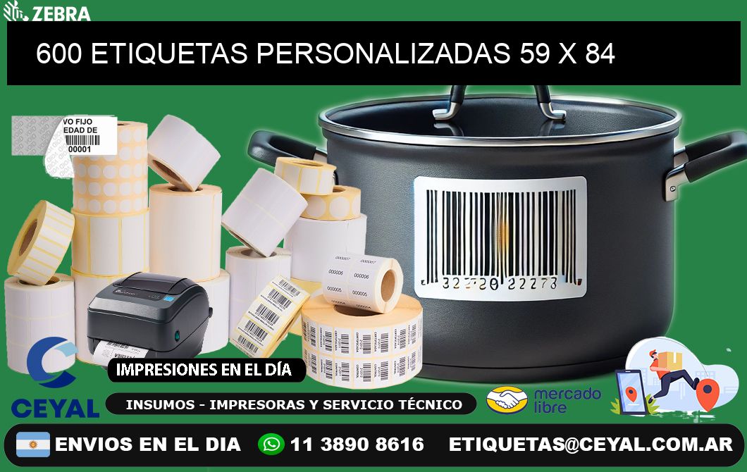 600 ETIQUETAS PERSONALIZADAS 59 x 84