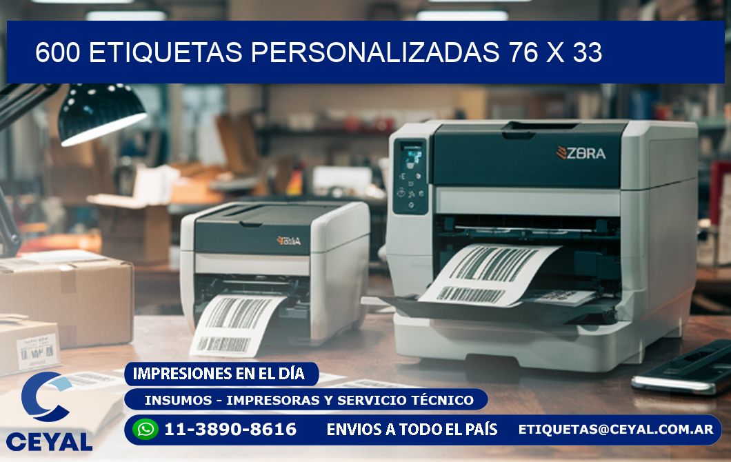 600 ETIQUETAS PERSONALIZADAS 76 x 33