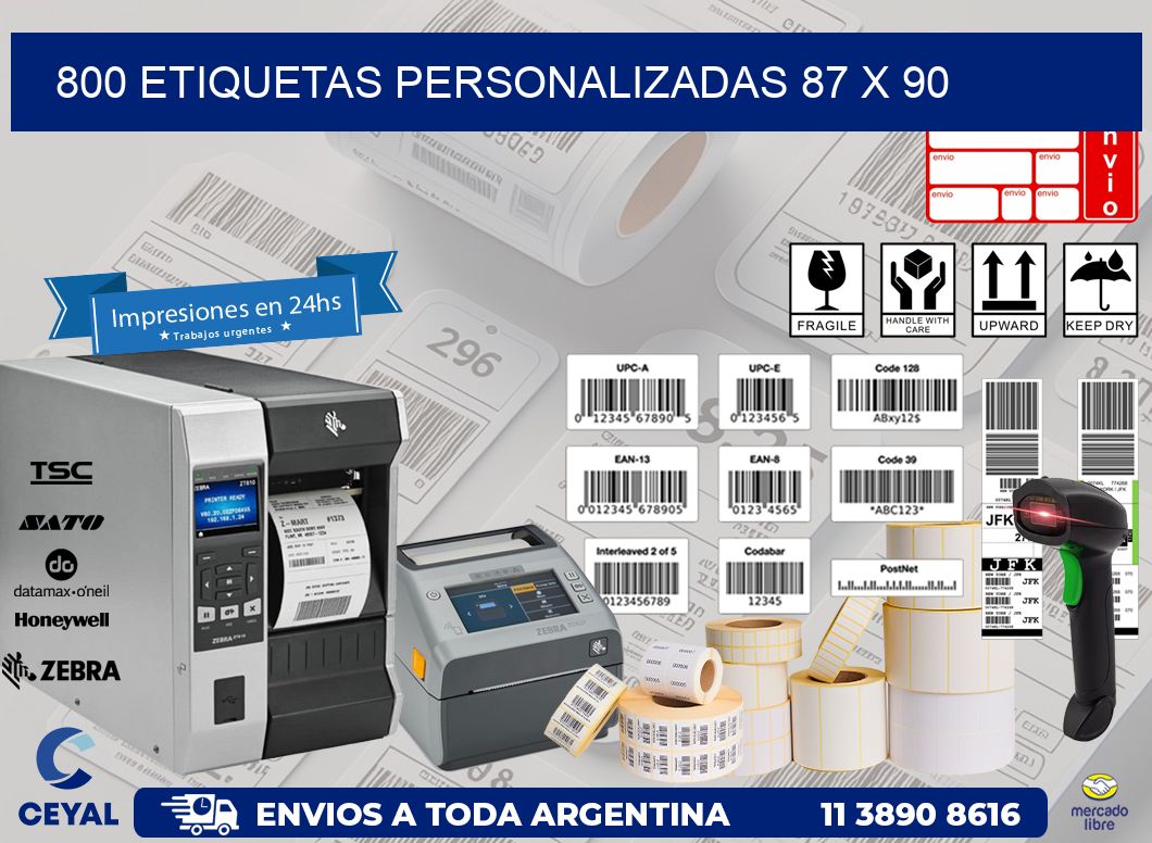 800 ETIQUETAS PERSONALIZADAS 87 x 90