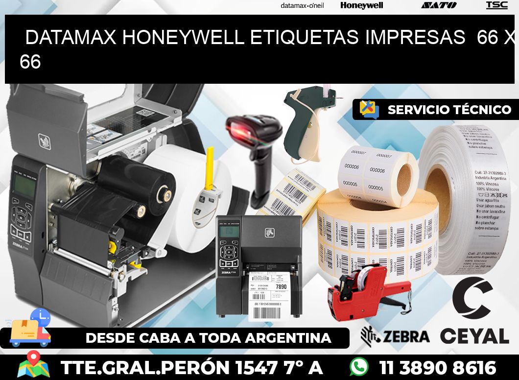 DATAMAX HONEYWELL ETIQUETAS IMPRESAS  66 x 66
