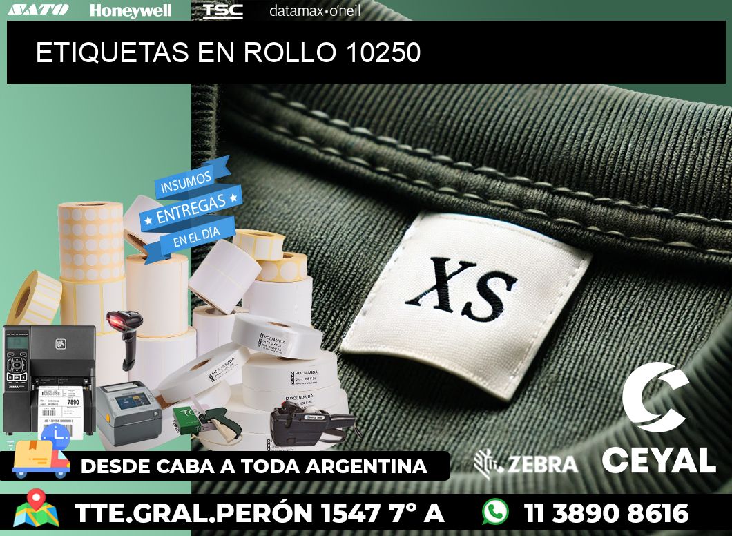 ETIQUETAS EN ROLLO 10250