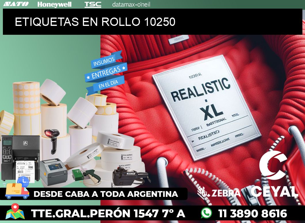 ETIQUETAS EN ROLLO 10250