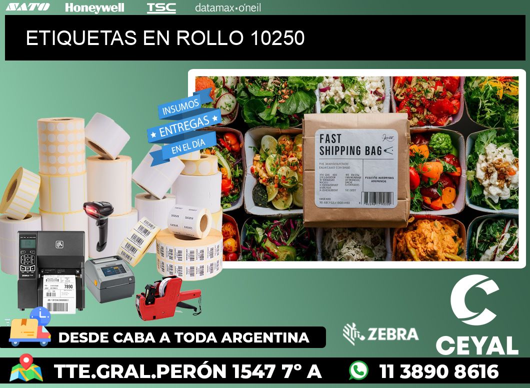 ETIQUETAS EN ROLLO 10250
