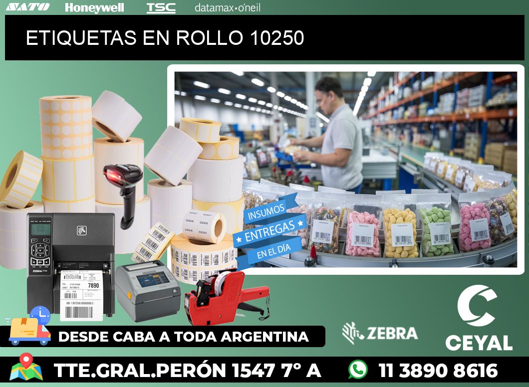 ETIQUETAS EN ROLLO 10250