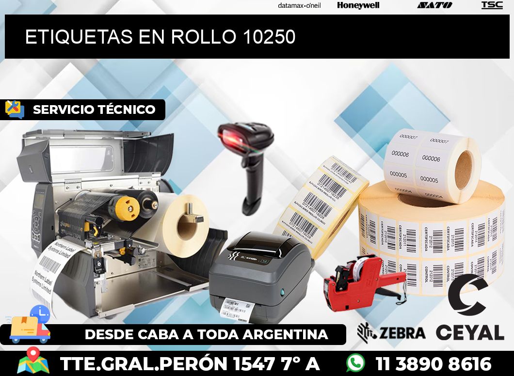 ETIQUETAS EN ROLLO 10250