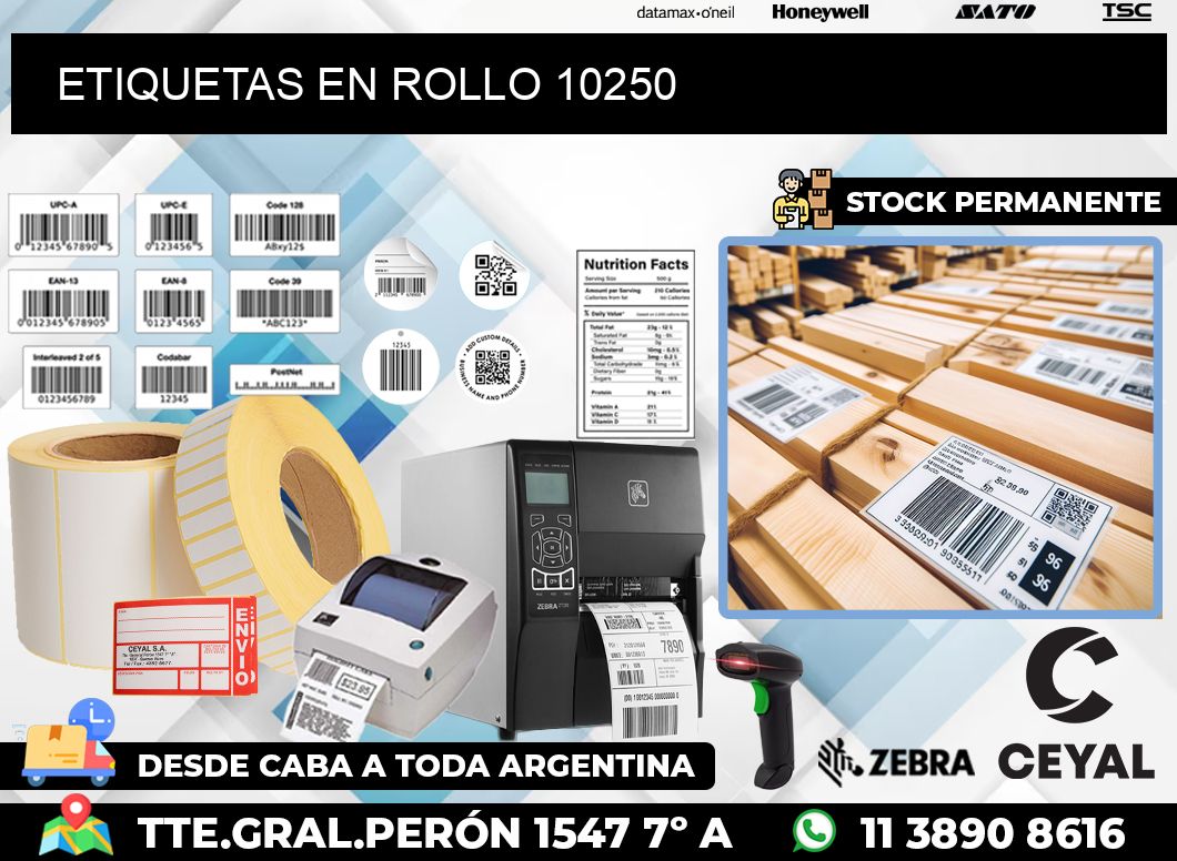 ETIQUETAS EN ROLLO 10250