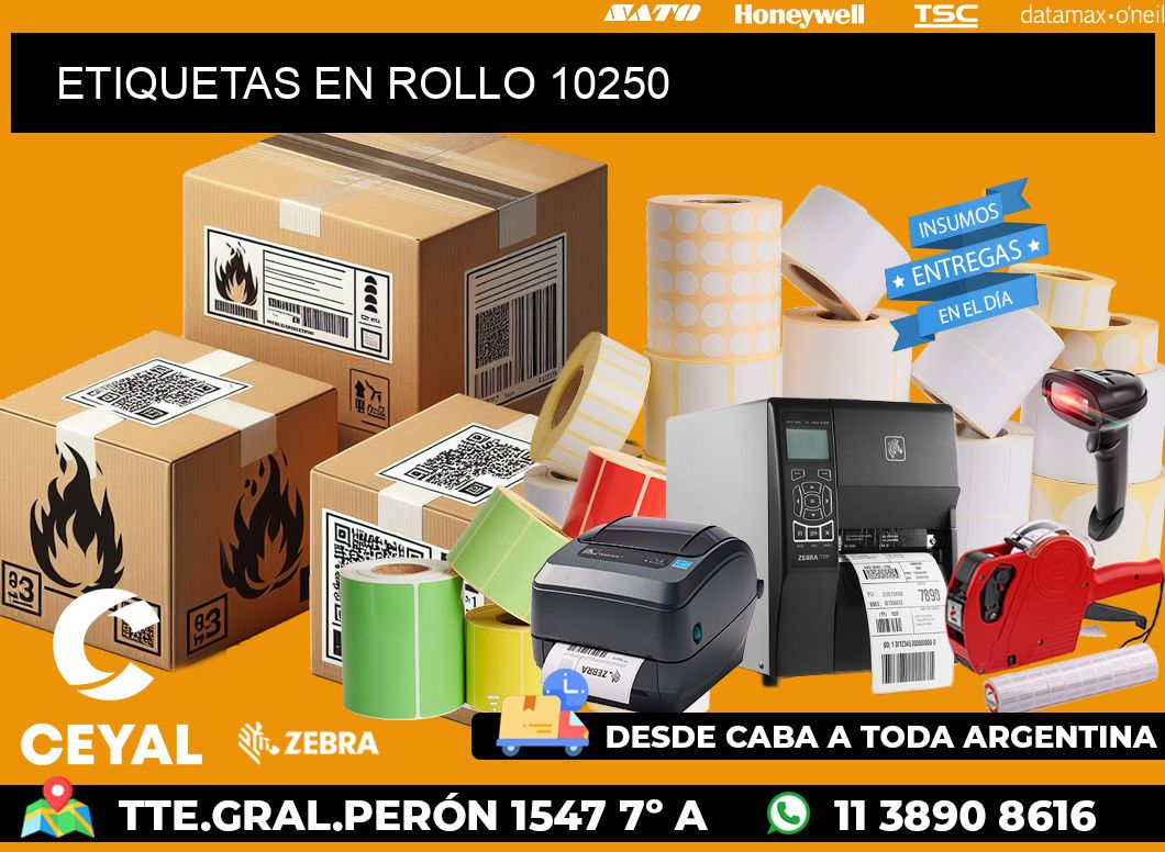 ETIQUETAS EN ROLLO 10250