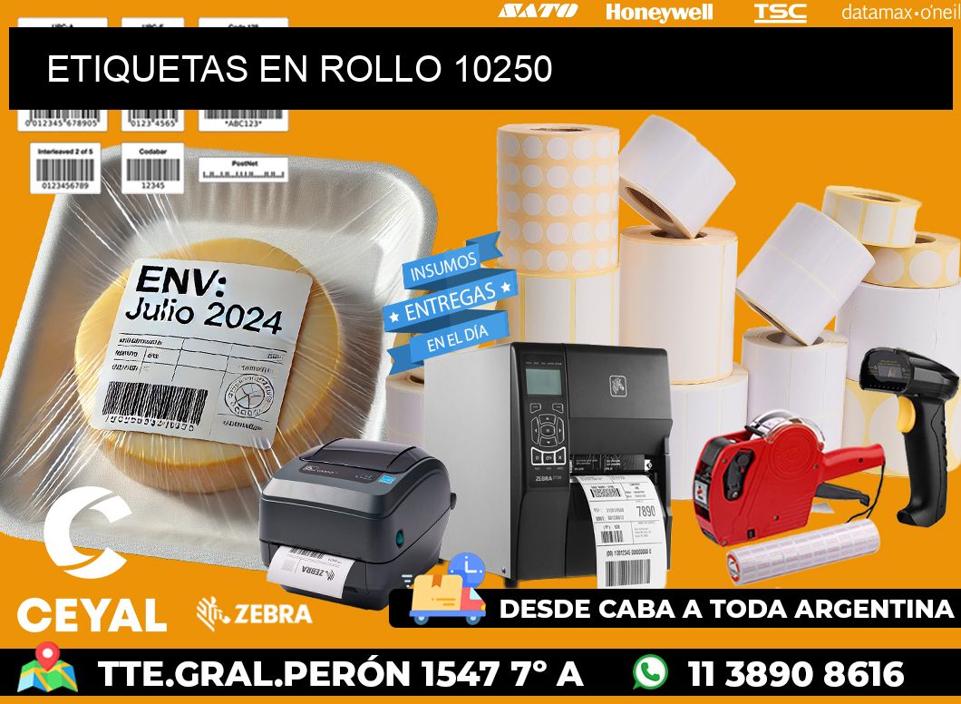 ETIQUETAS EN ROLLO 10250