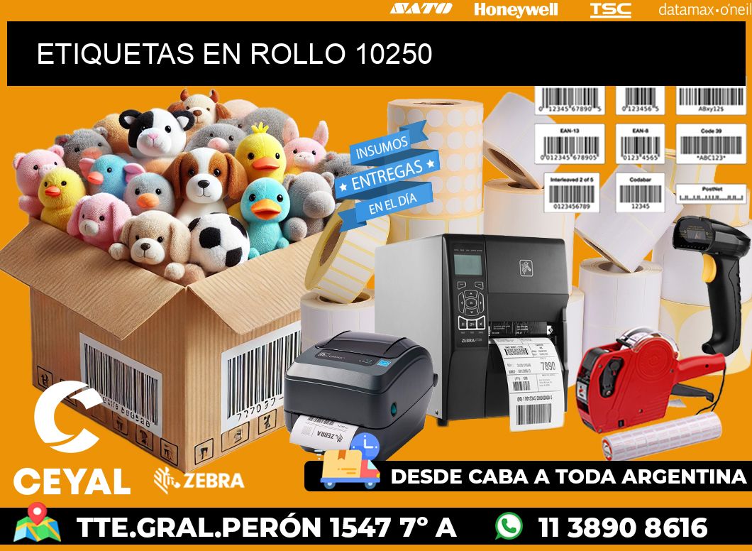 ETIQUETAS EN ROLLO 10250