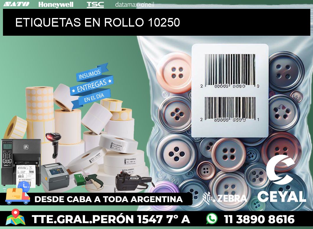 ETIQUETAS EN ROLLO 10250
