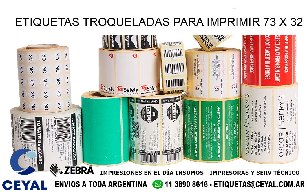 ETIQUETAS TROQUELADAS PARA IMPRIMIR 73 x 32
