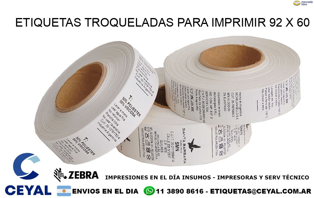 ETIQUETAS TROQUELADAS PARA IMPRIMIR 92 x 60
