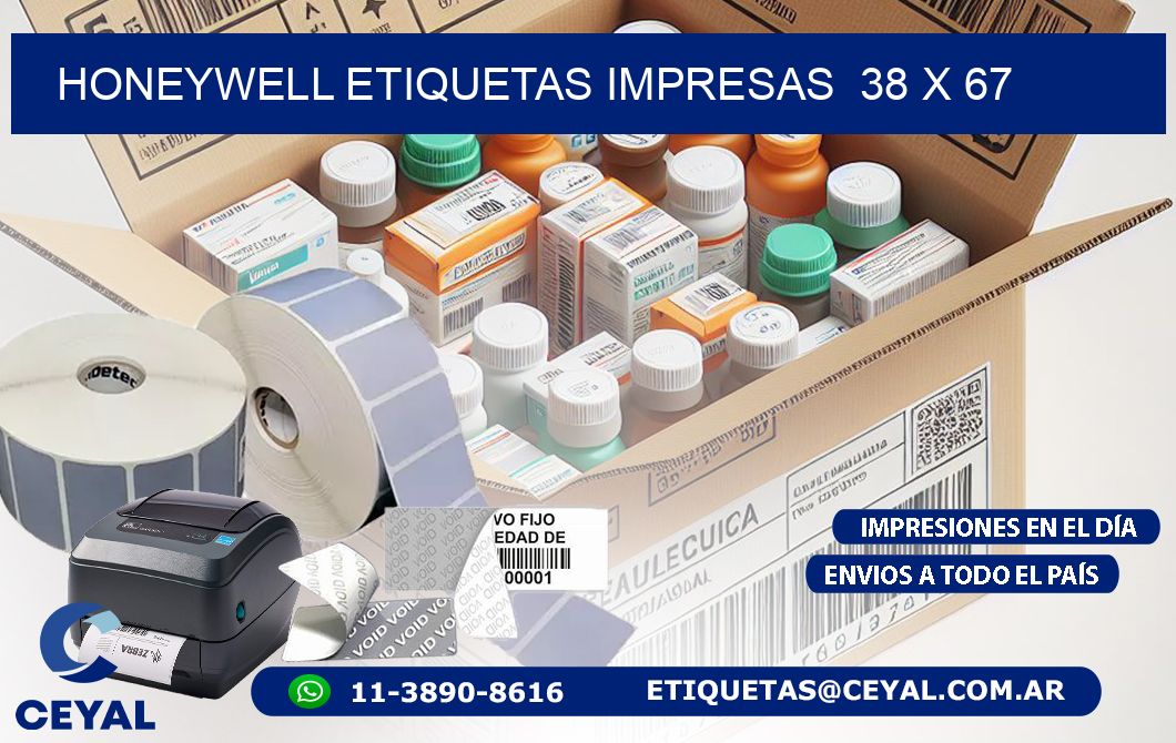 HONEYWELL ETIQUETAS IMPRESAS  38 x 67