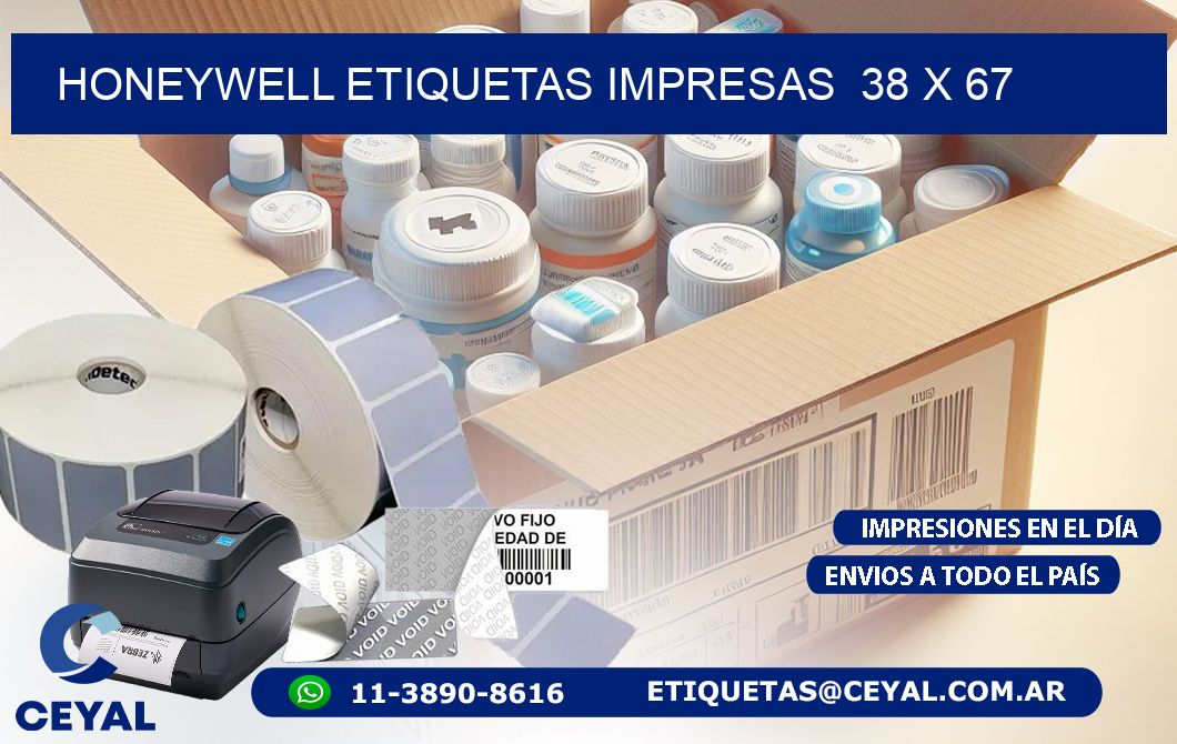 HONEYWELL ETIQUETAS IMPRESAS  38 x 67