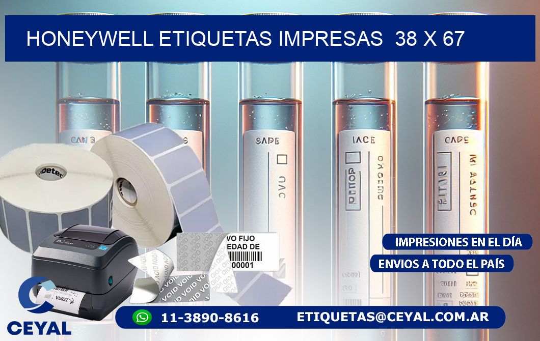 HONEYWELL ETIQUETAS IMPRESAS  38 x 67