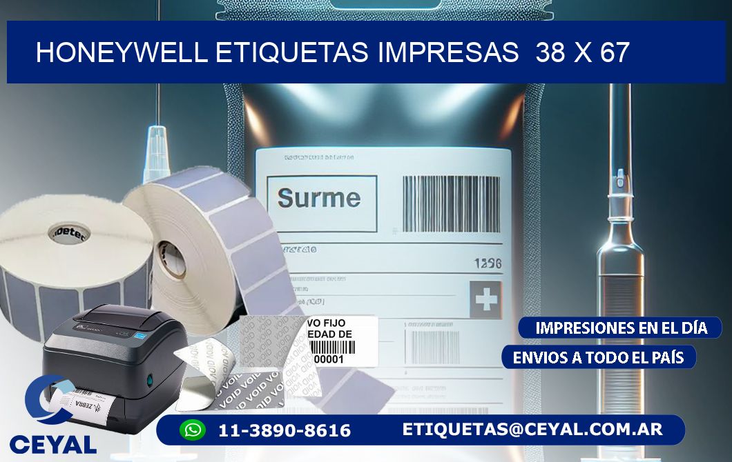HONEYWELL ETIQUETAS IMPRESAS  38 x 67