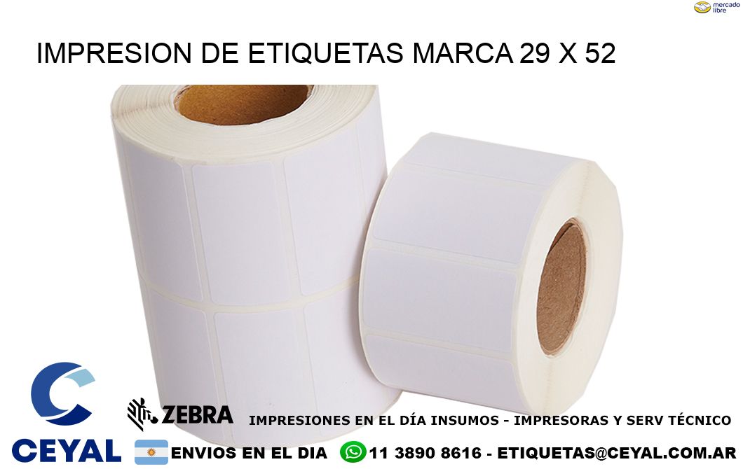 IMPRESION DE ETIQUETAS MARCA 29 x 52
