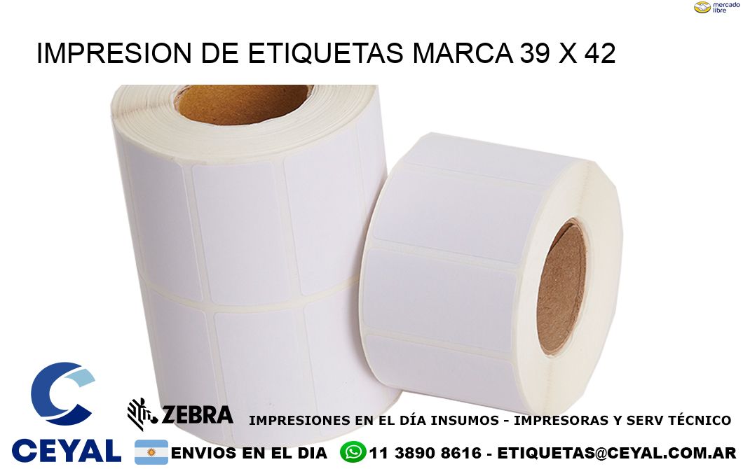 IMPRESION DE ETIQUETAS MARCA 39 x 42
