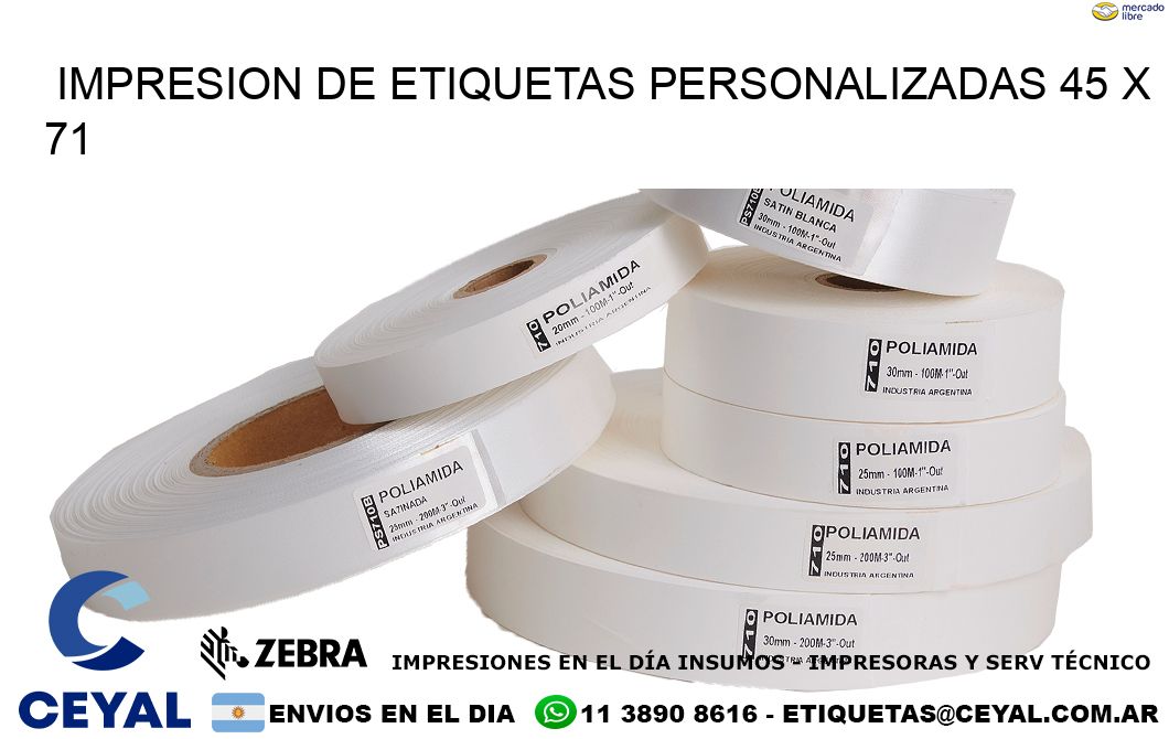 IMPRESION DE ETIQUETAS PERSONALIZADAS 45 x 71
