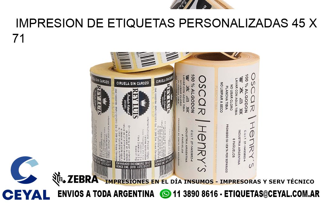 IMPRESION DE ETIQUETAS PERSONALIZADAS 45 x 71