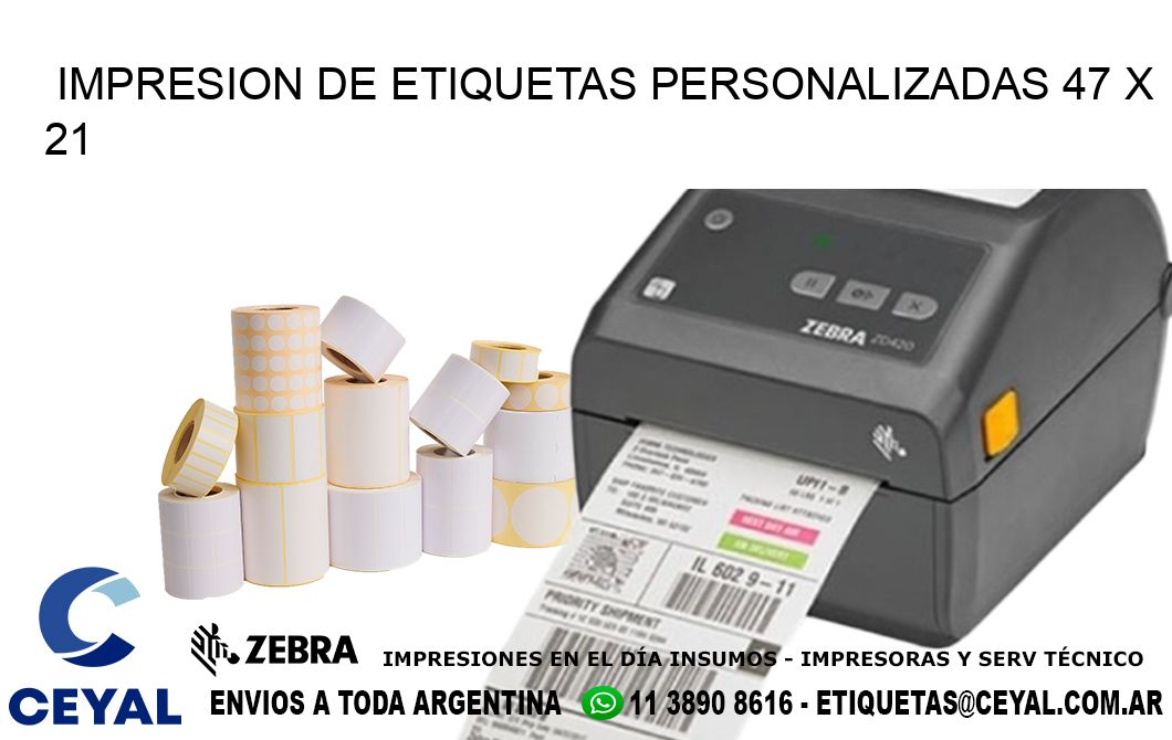 IMPRESION DE ETIQUETAS PERSONALIZADAS 47 x 21