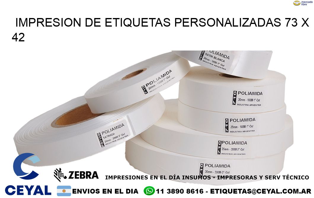 IMPRESION DE ETIQUETAS PERSONALIZADAS 73 x 42