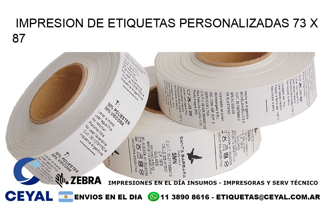 IMPRESION DE ETIQUETAS PERSONALIZADAS 73 x 87