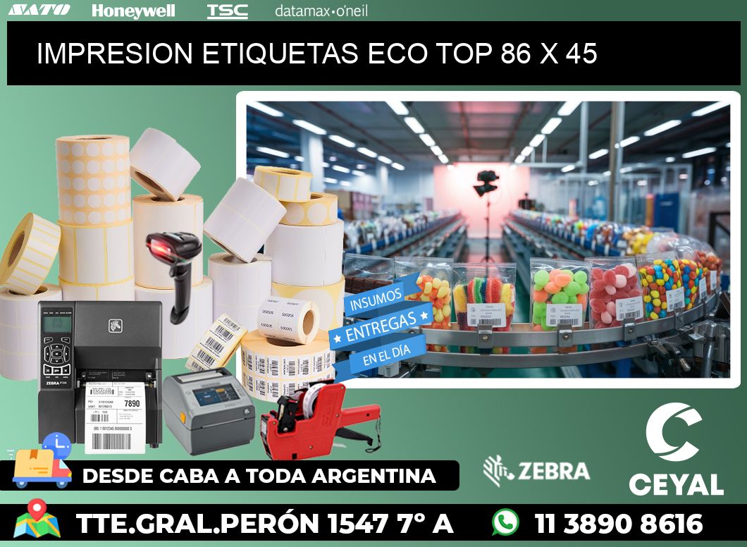 IMPRESION ETIQUETAS ECO TOP 86 x 45