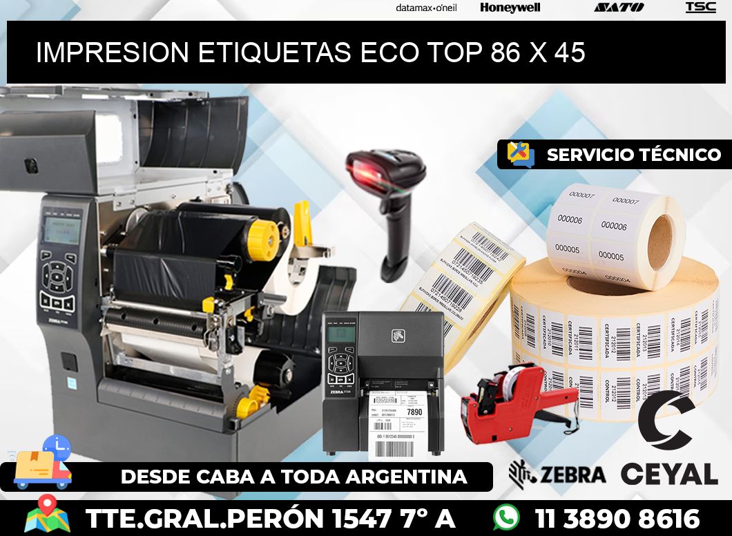 IMPRESION ETIQUETAS ECO TOP 86 x 45