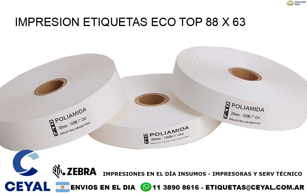 IMPRESION ETIQUETAS ECO TOP 88 x 63
