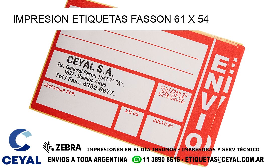 IMPRESION ETIQUETAS FASSON 61 x 54