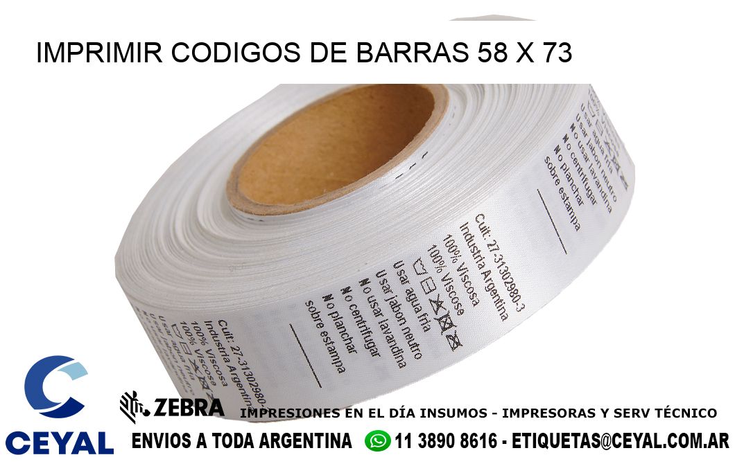 IMPRIMIR CODIGOS DE BARRAS 58 x 73