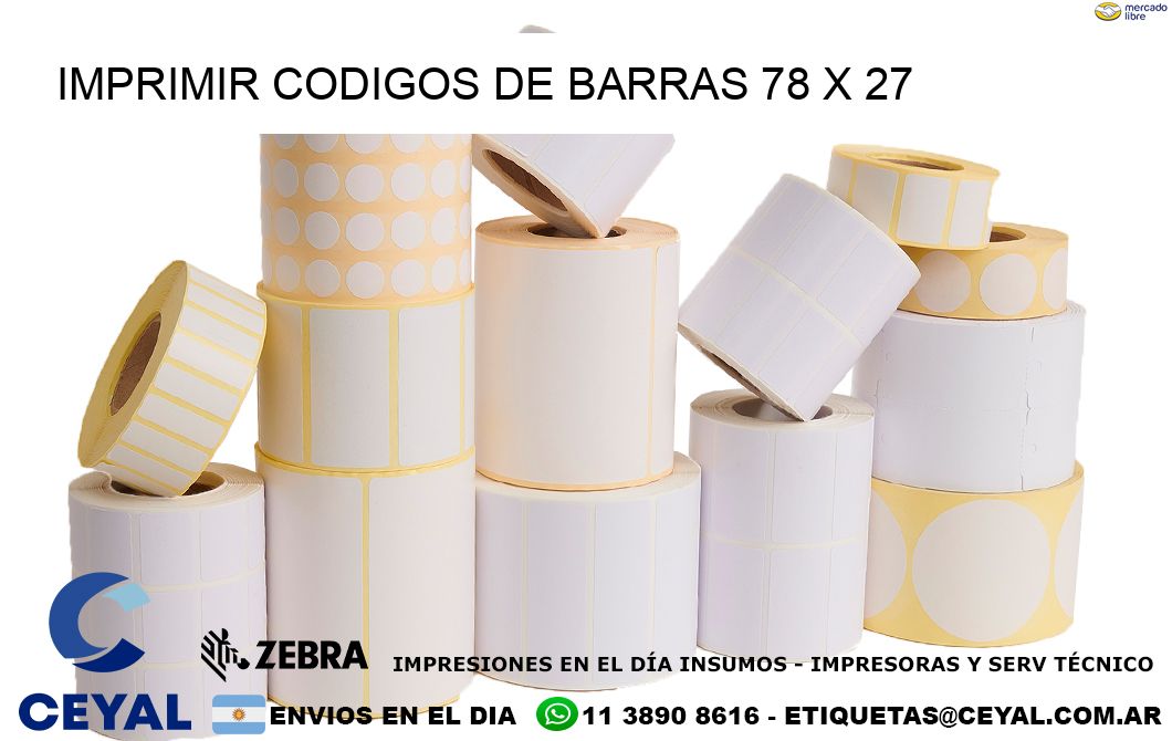 IMPRIMIR CODIGOS DE BARRAS 78 x 27