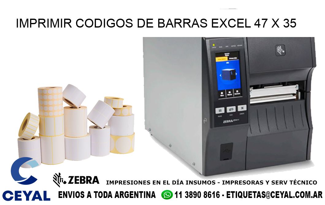 IMPRIMIR CODIGOS DE BARRAS EXCEL 47 x 35