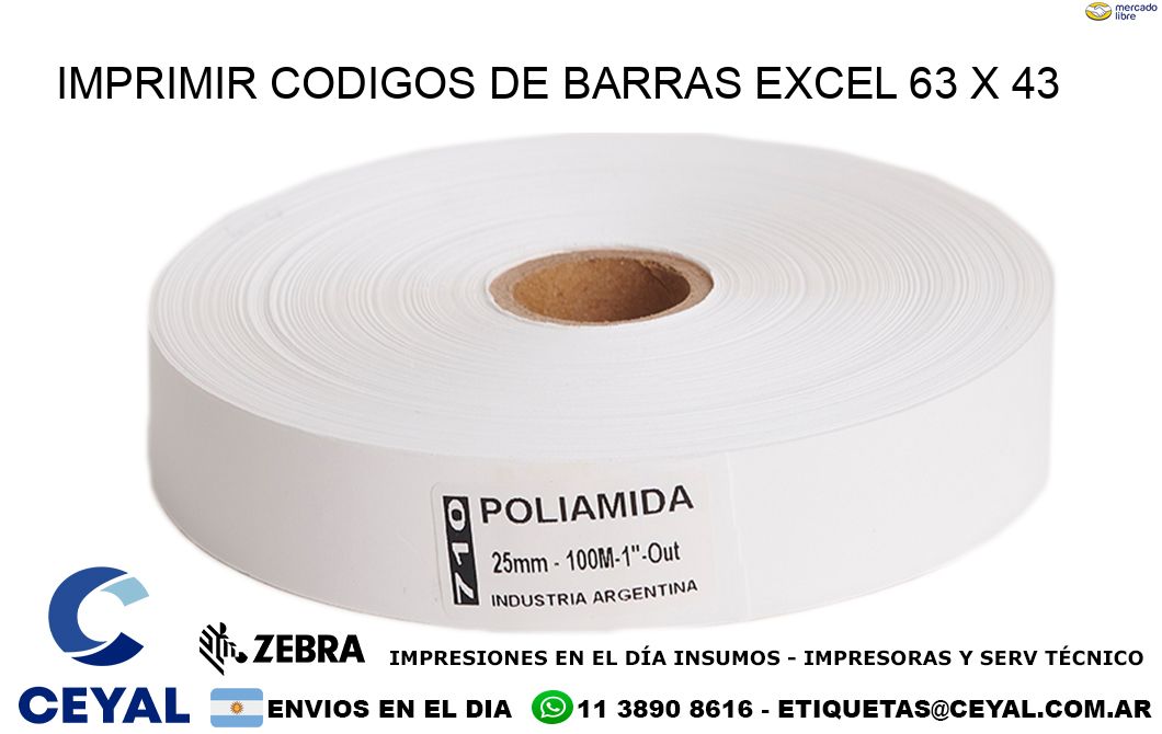 IMPRIMIR CODIGOS DE BARRAS EXCEL 63 x 43
