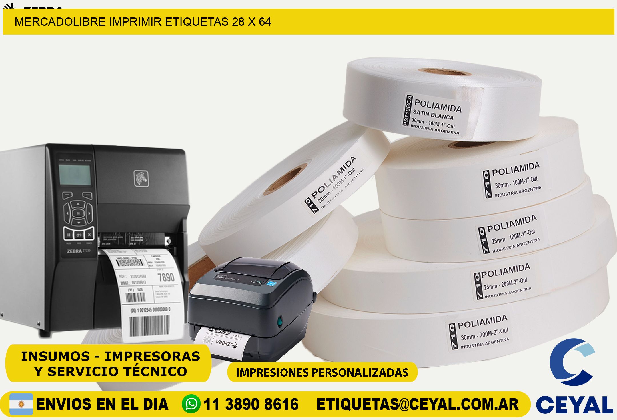 MERCADOLIBRE IMPRIMIR ETIQUETAS 28 x 64