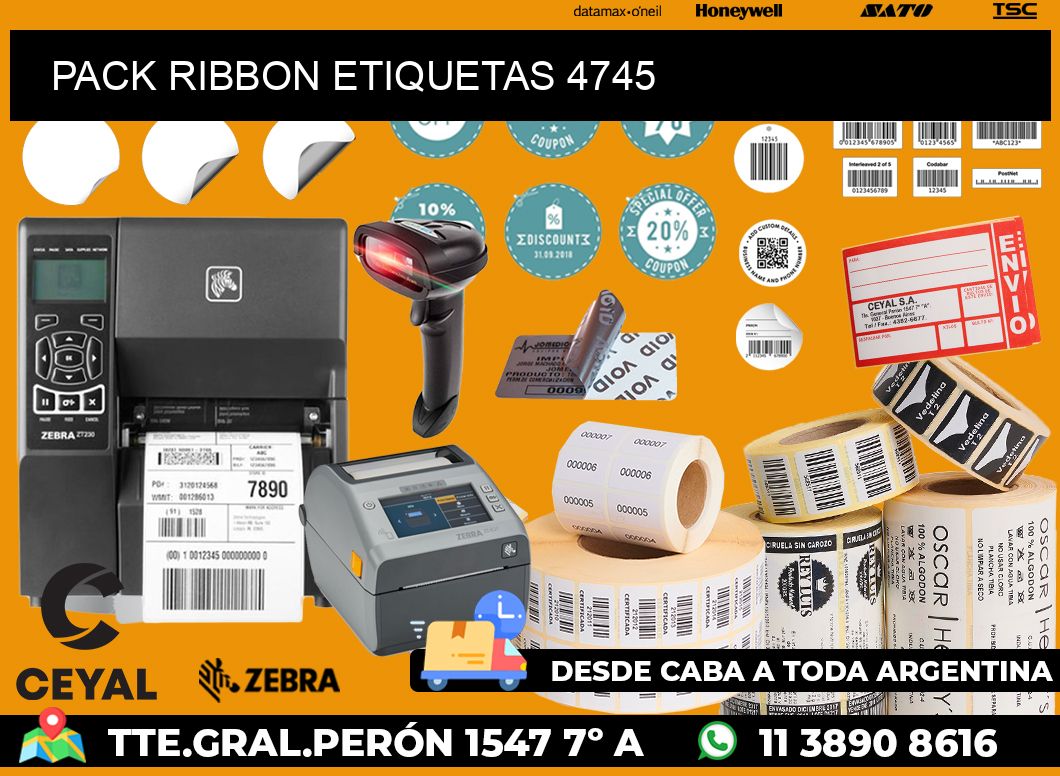 PACK RIBBON ETIQUETAS 4745